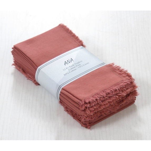 ANA Blush cotton Linen Napkins Set of 12 18x18 inch Cotton Dinner Napkins - Washable Soft Premium Hotel Quality Reusable Napkins Perfect Table Napkins for Family Dinners
