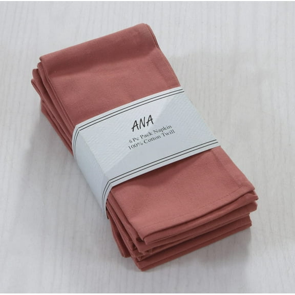 ANA Blush Cotton Cloth Napkins Set of 6 18x18 inch Cotton Dinner Napkins - Washable Soft Premium Hotel Quality Reusable Napkins Perfect Table Napkins for Family Dinners