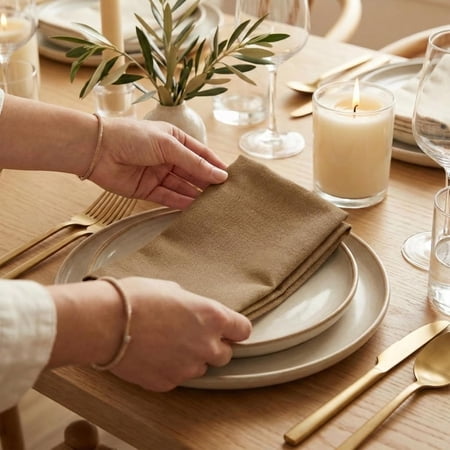 ANA Brown Cloth Napkins Set of 6 18x18 inch Cotton Dinner Napkins - Washable Soft Premium Hotel Quality Reusable Napkins Perfect Table Napkins for Family Dinners