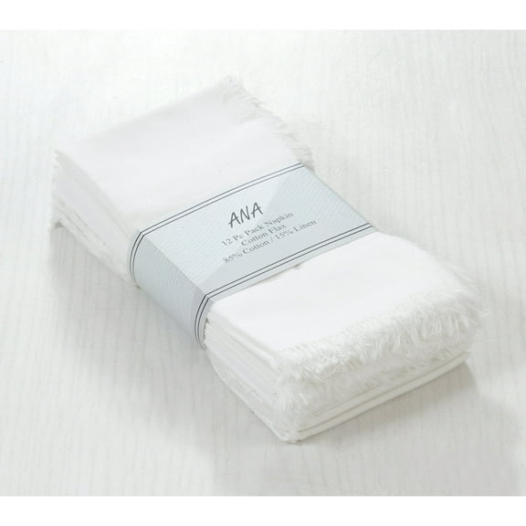 ANA White Cloth Napkins Set of 12 18x18 inch Cotton Dinner Napkins - Washable Soft Premium Hotel Quality Reusable Napkins Perfect Table Napkins for Family Dinners
