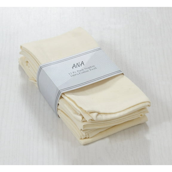 ANA Cream Cotton Cloth Napkins Set of 12 18x18 inch Cotton Dinner Napkins - Washable Soft Premium Hotel Quality Reusable Napkins Perfect Table Napkins for Family Dinners