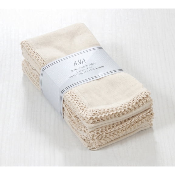 ANA Natural Cloth Napkins Set of 12 18x18 inch Cotton Dinner - Washable Soft Premium Hotel Quality Reusable Perfect Table Linen for Family Dinners, Weddings & Everyday Use