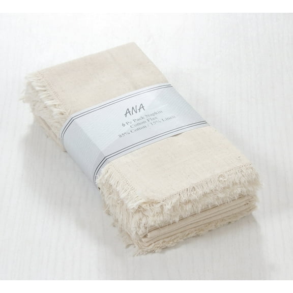 ANA Natural Cloth Napkins Set of 6 18x18 inch Cotton Dinner Napkins - Washable Soft Premium Hotel Quality Reusable Napkins Perfect Table Napkins for Family Dinners