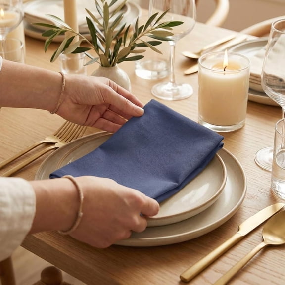 ANA Navy Cloth Napkins Set of 6 18x18 inch Cotton Dinner Napkins - Washable Soft Premium Hotel Quality Reusable Napkins Perfect Table Napkins for Family Dinners