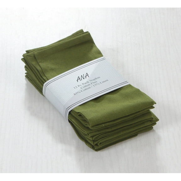 ANA Olive green Cloth Napkins Set of 12 18x18 inch Cotton Dinner Napkins - Washable Soft Premium Hotel Quality Reusable Napkins Perfect Table Napkins for Family Dinners