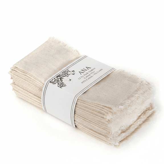 ANA Natural Cloth Napkins Set of 12 18x18 inch Cotton Dinner Napkins - Washable Soft Premium Hotel Quality Reusable Napkins Perfect Table Napkins for Family Dinners