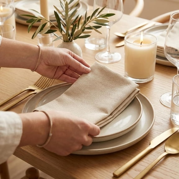 ANA Natural Cotton Cloth Napkins Set of 12 18x18 inch Cotton Dinner Napkins - Washable Soft Premium Hotel Quality Reusable Napkins Perfect Table Napkins for Family Dinners