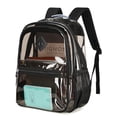 thumbnail image 1 of Soda Candy Large Clear Backpack Heavy Duty Triple Compartments Waterproof PVC Transparent Backpacks See Through Clear Bookbags for Teen Women Men for Stadium Events College Work Festival, Black PVC, 1 of 10