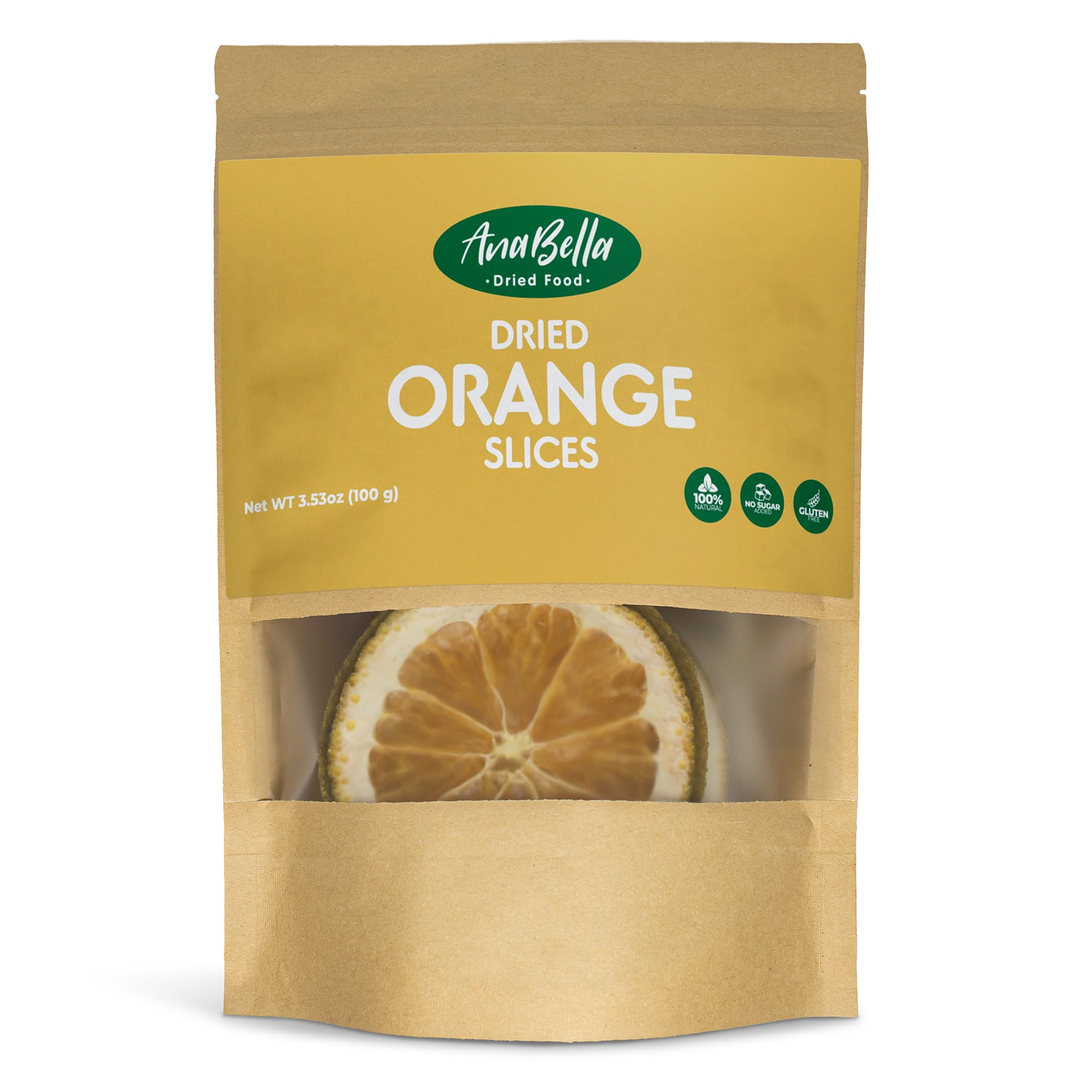 ANABELLA Dried Food Fruits 100% Natural Real Fruit,NO Sugar Added,Gluten Free,Healthy Snacking,Smoothies Cocktails & Drinks,Perfect Bite Size (3.53 oz, Orange Slices)