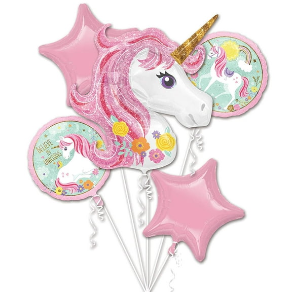 ANAGRAM Unicorn Foil Balloon Bouquet, 5pc
