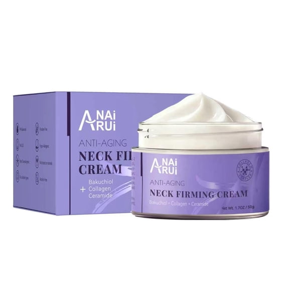 ANAiRUi Neck Firming Cream with Bakuchiol, Collagen & Ceramides, Daily Hydrating Neck Moisturizer for Neck & Dcollet, 1.7 oz