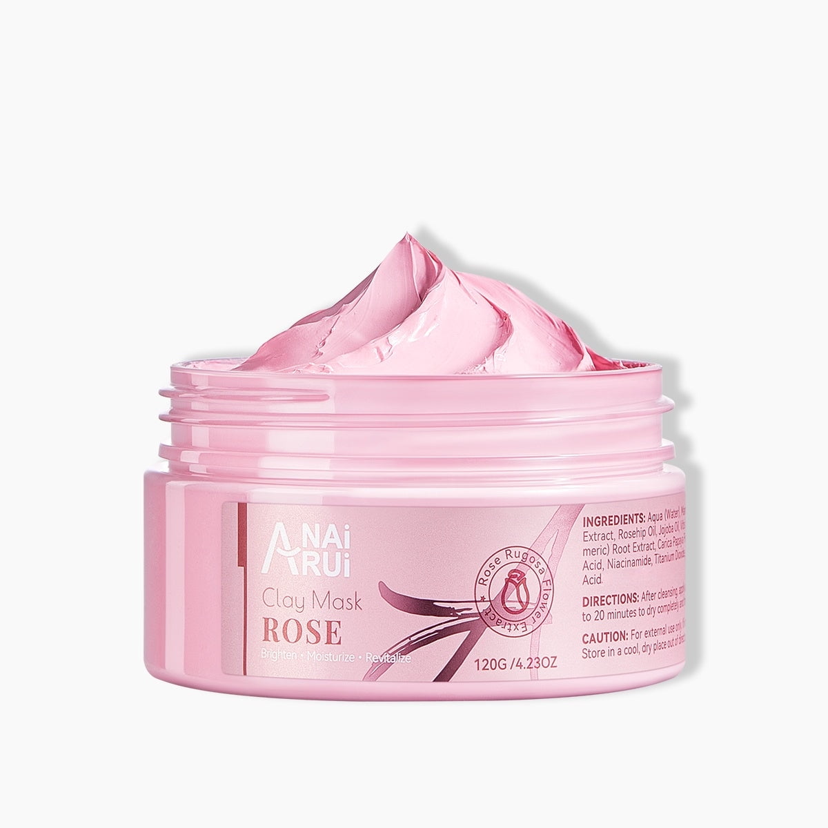 ANAI RUI Rose Facial Mask, Clay Mask with Kaolin Pink Clay, Valentines Day Gifts for Women, Niacinamide, Collagen, Hyaluronic Acid for Moisturizing & Smooth Skin, Pores Minimizers, 4.23 Oz