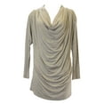 thumbnail image 1 of ANALILI Women's Gathered Front 3/4 Sleeve Cowl Neck Top Sz Large Cloud Grey, 1 of 2