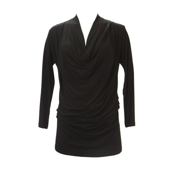 ANALILI Women's Gathered Front Oversized Cowl Neck Top Sz Small Black