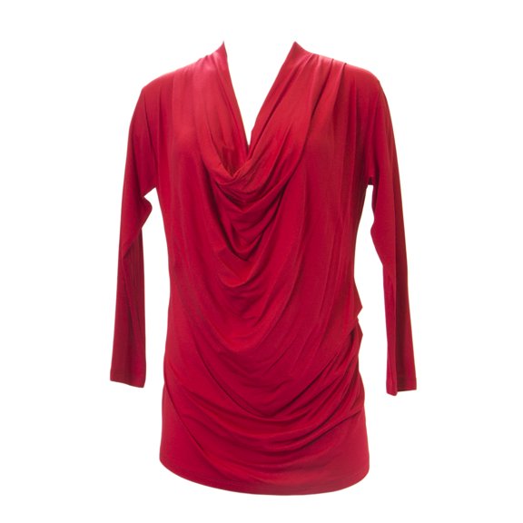 ANALILI Women's Gathered Front Oversized Cowl Neck Top Sz Small Red