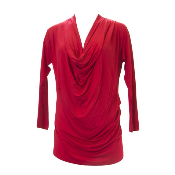 ANALILI Women's Gathered Front Oversized Cowl Neck Top Sz Small Red