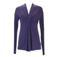 thumbnail image 1 of ANALILI Women's Knot Front V-Neck Long Sleeve Top Sz Large Indigo, 1 of 2