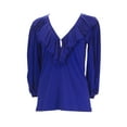 thumbnail image 1 of ANALILI Women's Ruffle Front Low Cut Keyhole Blouse 358AI10 Sz Small Royal Blue, 1 of 2