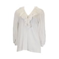 thumbnail image 1 of ANALILI Women's Ruffle Front Low Cut Keyhole Blouse 358AI10 Sz X-Large White, 1 of 1