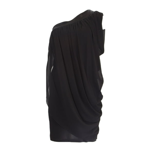 ANALILI Women's Sequin Neckline Trim One Shoulder Dress A1299AE09 Sz Small Black