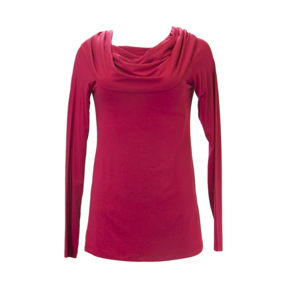 ANALILI Women's Wide Cowl Neck Long Sleeve Top 356IA10 Sz Medium Berry