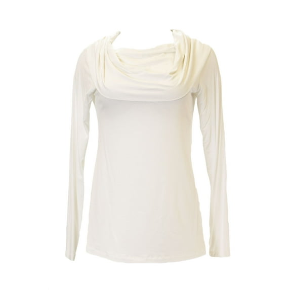 ANALILI Women's Wide Cowl Neck Long Sleeve Top 356IA10 Sz Medium White