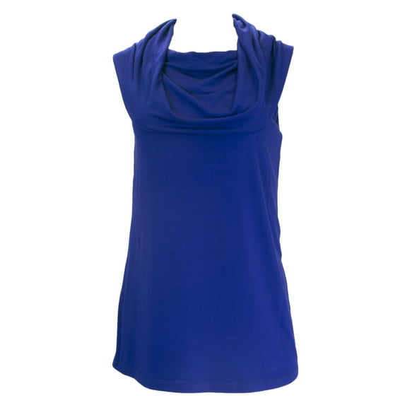 ANALILI Women's Wide Cowl Neck Sveleless Top 413J10 Sz Large Royal Blue