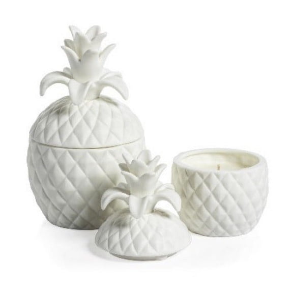 ANANAS BLANC Zodax Ceramic Pineapple Candle - 12 oz