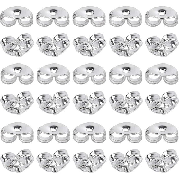 ANANJING 30 Pcs Silver Earring Backs, Hypoallergenic Replacement Secure Ear Lockings, 15 Pairs