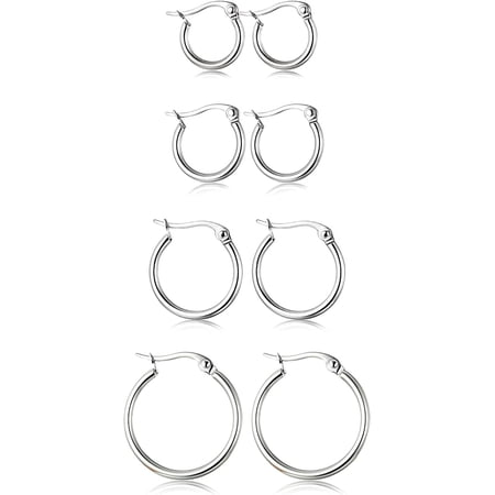 ANANJING Hoop Earrings Hoop Earrings Set Gold-plated, Sterling Silver Posts, 4 Pairs