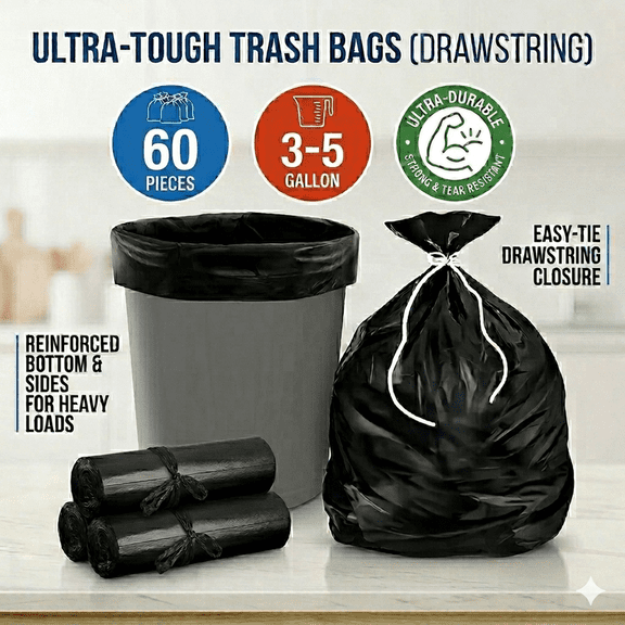 ANANTAM Leak-Proof Garbage Bags for Home & Office, Twist Tie Closure, 17X19 in, 30 Count (Set of 2 pcs )