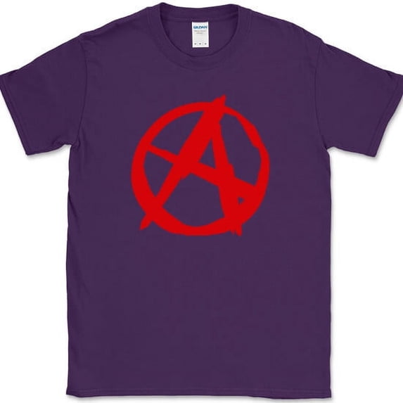 ANARCHY T-Shirt Chaos Symbol Graphic Tee - Purple, M