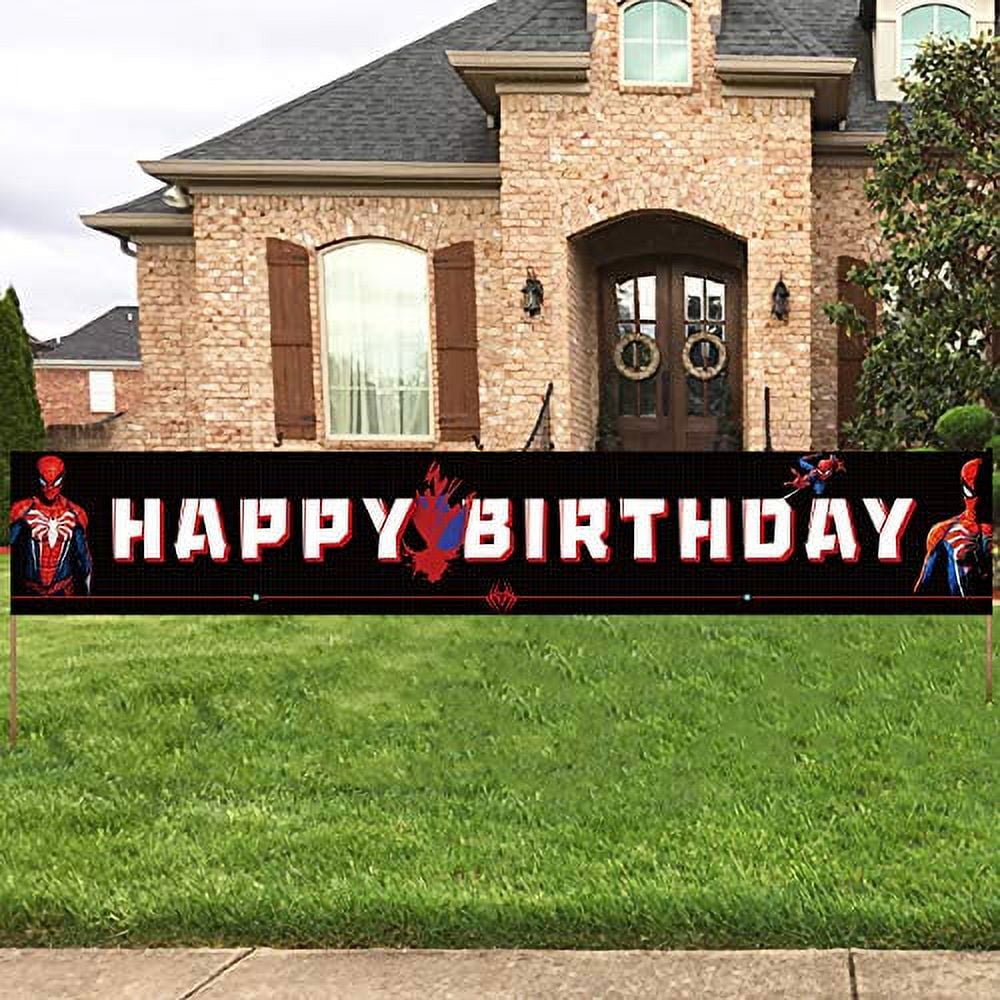 ANATANOWOR Large Spiderman Birthday Banner 9.8 x 1.6ft Red and Blue