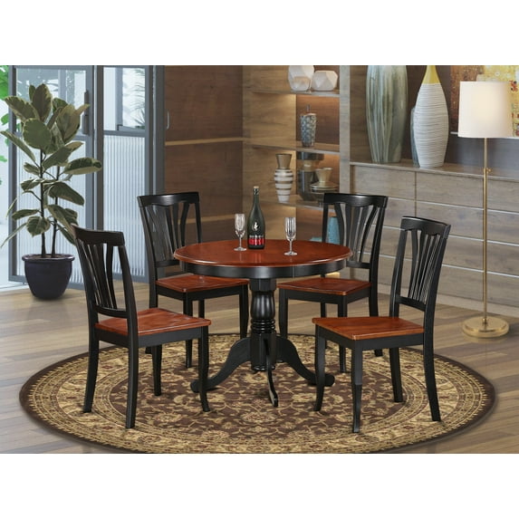 ANAV5-BLK-W 5 PC small Kitchen Table set-small Kitchen Table and 4 Dining Chairs