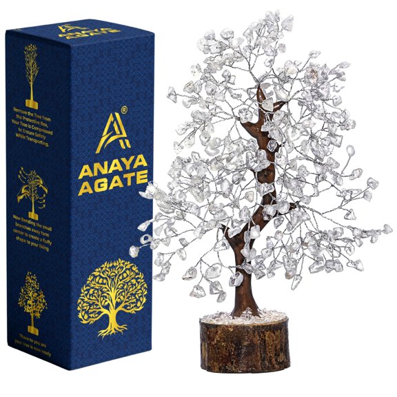 ANAYA AGATE Clear Quartz Crystal Trees for Home Decor, Office Desk Decoration, Chakra Healing Crystals and Stone for Positive Energy, Money, Good Luck, Tree of Life Spiritual for Women and Mom A101