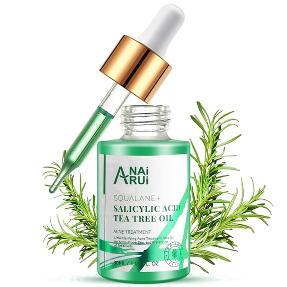 ANAiRUi Tea Tree Oil with Salicylic Acid, Purifying Facial Oil for Blemish Prone Skin, Care for Face and Back, 1 fl oz