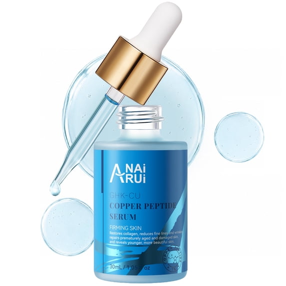ANAiRUi GHK-Cu Copper Peptides Serum with Hyaluronic Acid, Hydrating & Firming Face Serum, 1.05 fl oz