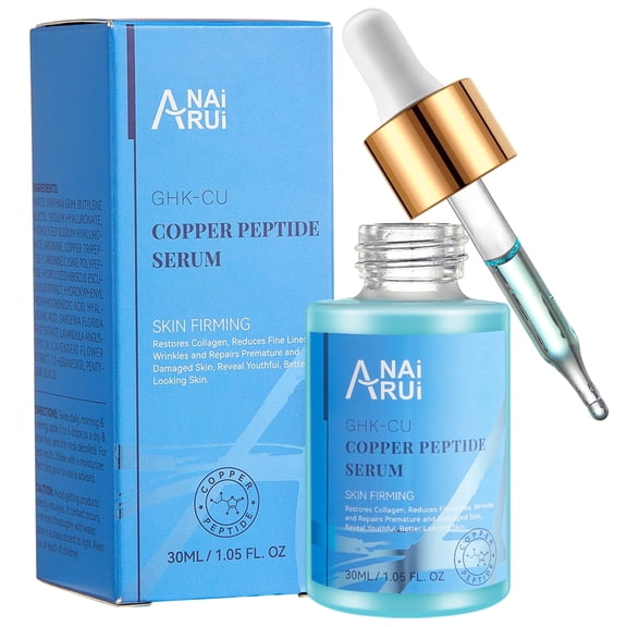 ANAiRUi GHK-Cu Copper Peptides Serum with Hyaluronic Acid, Hydrating & Firming Face Serum, 1.05 fl oz