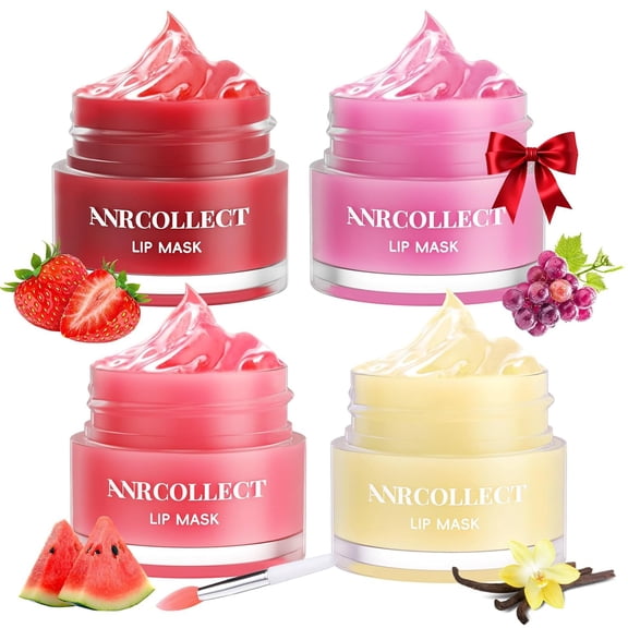 ANAiRUi Hydration Lip Mask Set with Shea Butter & Hyaluronic Acid, Multi-Flavor