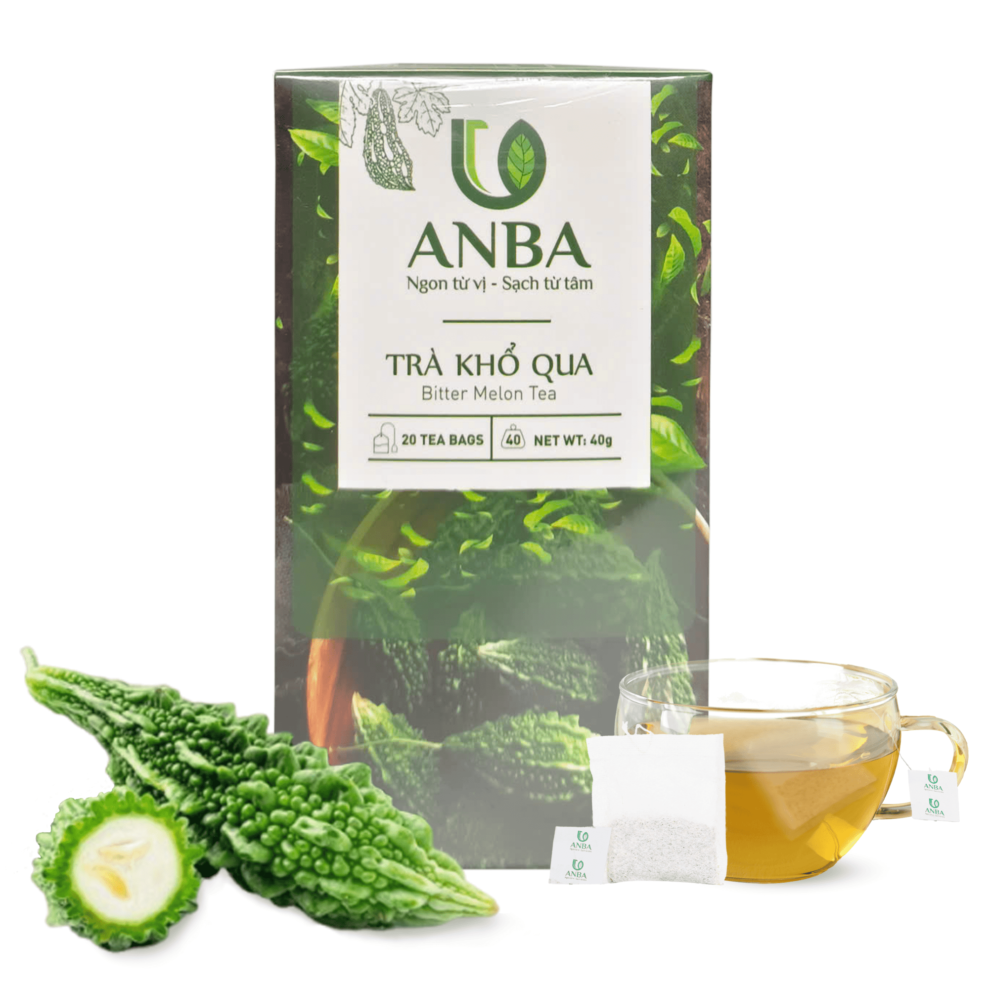 ANBA Bitter Melon Tea Bags, Organic Black Tea & Stevia, 20 Count, Relax ...