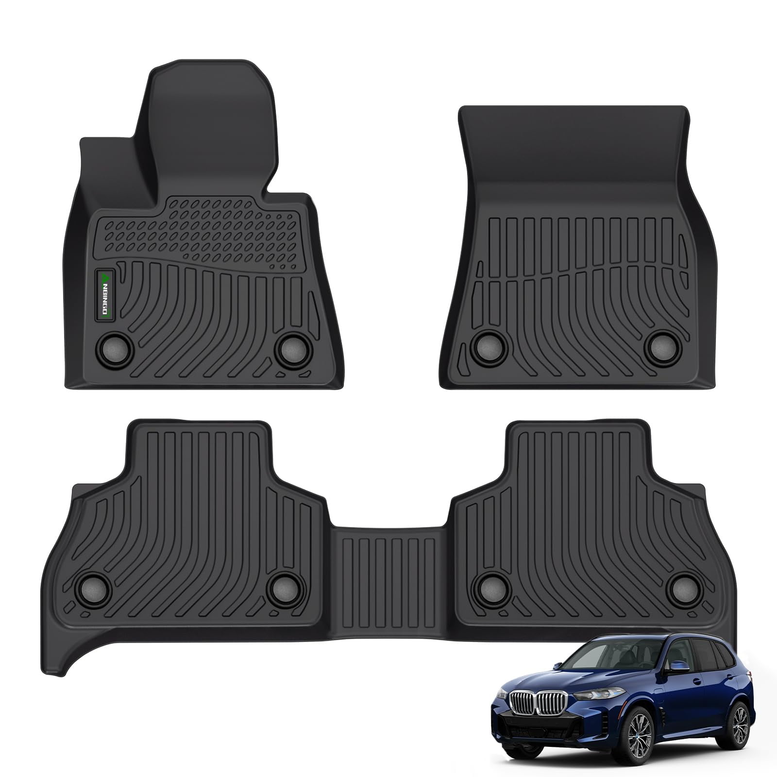 ANBINGO Floor Mats Custom for BMW X5 2019 2025 Full Set Waterproof Car Mats All Weather Guard TPE Heavy Duty Automotive Front Rear Row Floor Liners Black X5 G05 Accessories C55