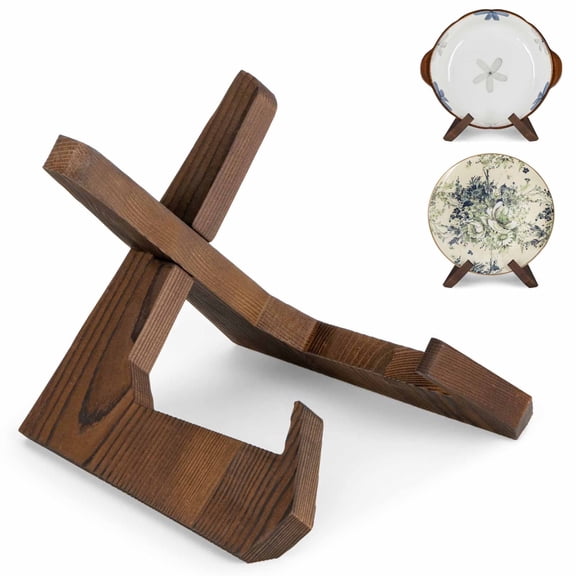 ANBOXIT Bowl Stands for Display, 6.5 Inch Plate Holder, Wooden Easel Frame Holder, Display Stand for Large Deep Platters and Dishes, 6.5" H x 9" W x 7.9" D (For Bowls under 5" in Depth)