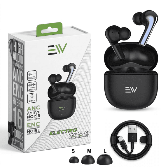 ANC Wireless Earbuds Bluetooth 6.0 with 6 Mics, ENC Calls & 20H Playtime