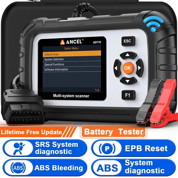 ANCEL AD710 ABS SRS OBD2 Scanner Automotive Scan Tool with ABS Bleeding, EPB Reset, Battery Test, Live Data, Full OBD2 Modes, Car Code Reader Diagnostic Tool for All Cars