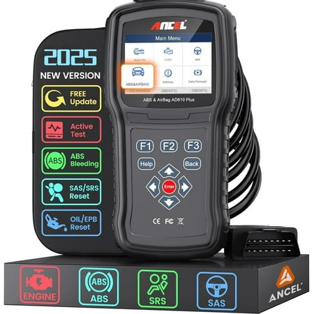 ANCEL AD610 Plus OBD2 Scanner, ABS SRS Airbag Light Reset Scan Tool, Bi-Directional OBD2 Scanners Automotive Code Reader, Check Engine ABS Bleed SAS Calibration Diagnostic Tools, Oil Light EPB Reset