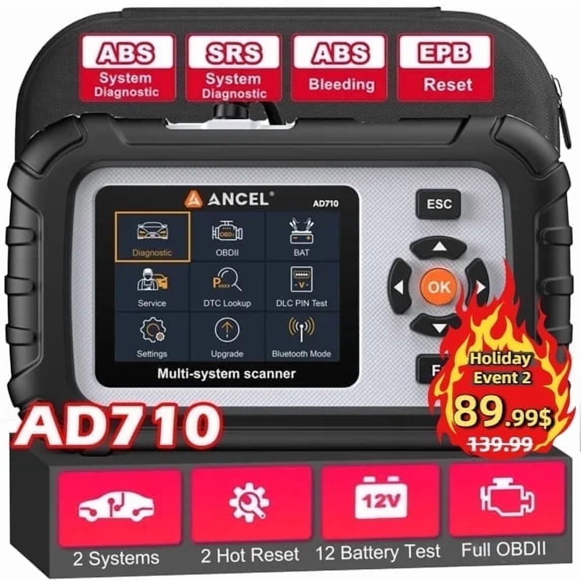 ANCEL AD710 OBD2 Scanner ABS SRS Engine Code Reader with ABS Bleeding EPB Reset Battery Test, Live Data, Full OBD2 Modes, Car Diagnostic Tool for All Cars