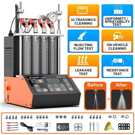 ANCEL ANJ400 GDI 4-Cylinders Fuel Injector Cleaner, Resistance Test Ultrasonic Cleaning Gasoline Injector Nozzle Cleaning Machine