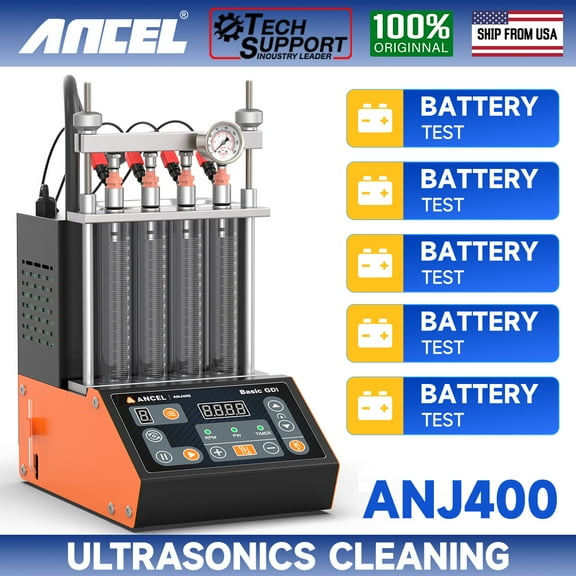 ANCEL ANJ400 GDI Fuel Injector Cleaner, 4-Cylinders Ultrasonic Cleaning Gasoline Injector Nozzle Cleaning Machine Resistance Test