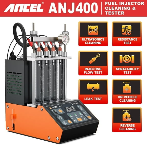 ANCEL ANJ400 GDI Car Fuel Injector Tester Cleaning Machine, Ultrasonic 2000ml 4-Cylinder Petrol Injection Cleaner Tester Cars And Motorcycles