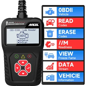 ANCEL AS100 OBD2 Scanner Engine Code Reader Car Diagnostic Tool Free Update Automotive Detectctor Check Engine Light Turn off Analyzer Auto Code Reader ODB 2 Car Diagnostic Tool